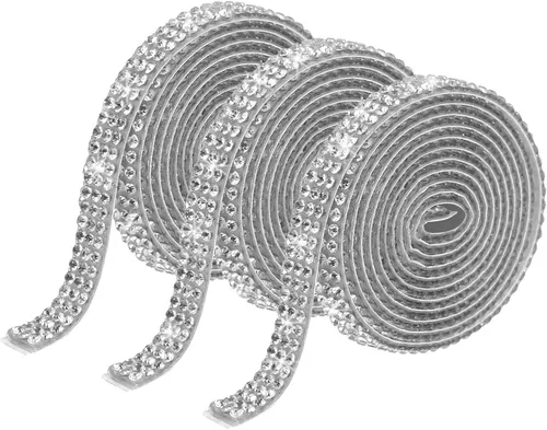 Vista 9 de MECCANIXITY 3 rollos de cinta de diamantes de imitación autoadhesiva de 3 yardas y 0.315 in para proyectos de artes y manualidades, pasteles de Beige