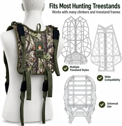 Vista 2 de Correas universales para mochila con soporte de árbol, sistema de transporte ajustable acolchado silencioso