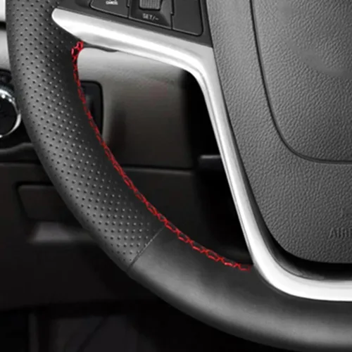 Vista 5 de Ajuste para Opel Zafira (C) 2011-2016, cubierta del volante del coche, cubierta negra del volante del coche, cubierta del volante cosida a mano