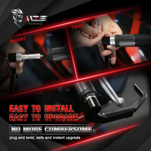 Vista 7 de MZS Protecciones de Maneta para Motocicleta, Protector de Manillar de Aluminio Universal de 7/8 Pulgadas Hueco Extensible, Manos de Freno