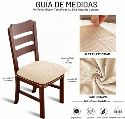 Vista 4 de Gute Fundas para Asiento de Silla, Funda de Silla de Ante con Cintas Elásticas y Botón, Protectores de Silla Tapizada Desmontables y Lavables