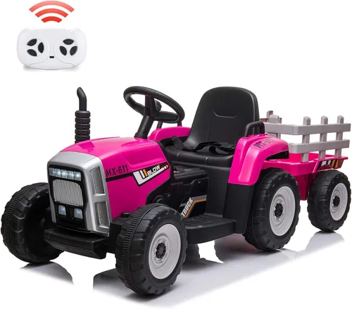 Vista 9 de Nasitip Tractor eléctrico con batería de 12 V con remolque y control remoto Azul