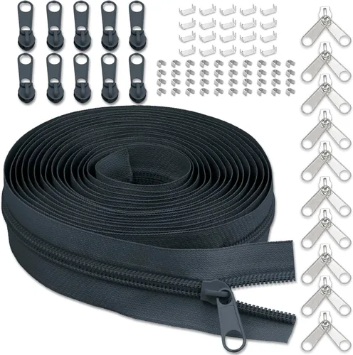 Vista 30 de Cinta de cremallera de nailon #3 para coser: YZSFIRM 10 yardas negras por The Yard Cremalleras de bobina de nailon para costura DIY y manualidades
