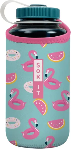 Vista 190 de Sok It BotlSok Funda para botella de agua con cubierta de neopreno aislante (Floral abstracto, se ajusta a CamelBak o Nalgene de 12 onzas)