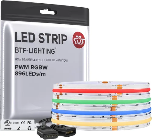 Vista 13 de BTF-LIGHTING FCOB COB Tira de luz LED RGBW 6500K 896LED/m 3m DC12V Flexible de cambio de color de alta densidad y luz uniforme de 12mm de ancho