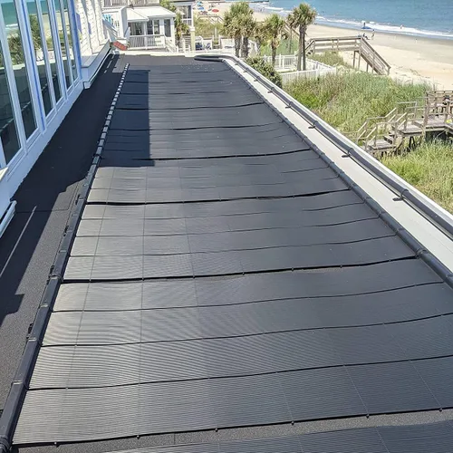 Vista 7 de Kit de bricolaje de calentador solar de piscina de grado industrial, sistema de montaje superior sin tirantes de viento alto y máxima resistencia a