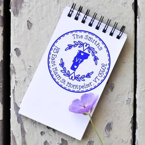 Vista 293 de Alabama State Wreath - Sello de sello de dirección personalizado para invitaciones de fiesta, tarjetas de vacaciones y decoración del hogar Sello