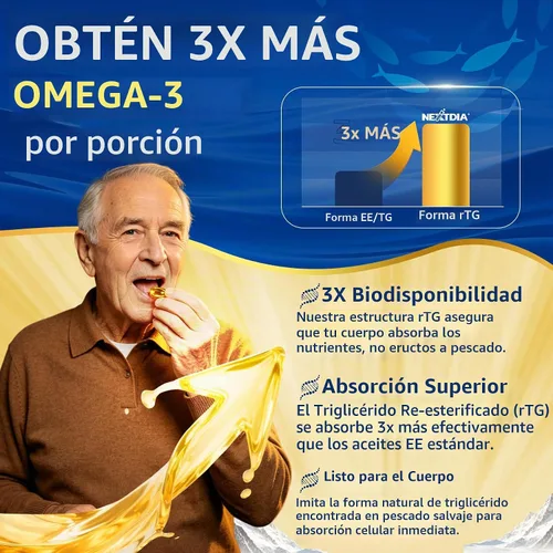 Vista 5 de Omega-3 Fish Oil Supplement 1250mg, Vitamin D3 5000IU, K2 E, 3-Month Supply