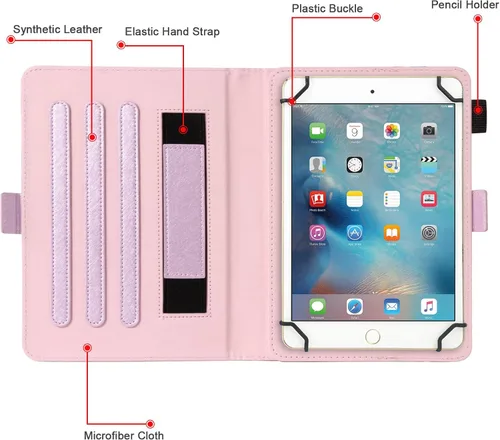 Vista 4 de Dteck Funda Universal (7.9" a 8.4") - Funda Protectora con Soporte Plegable para Apple iPad mini/Samsung Galaxy Tab 8.0 8.4 /Lenovo Tab 8" /onn.