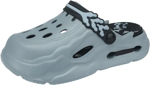 Vista 9 de Zuecos de plataforma cómodos de moda para hombres, 1.6 in de altura, en aumento, toboganes de nube, zapatillas casuales, zapatos de playa, sandalias