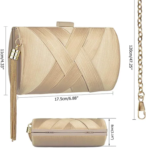 Vista 4 de BAGLAMOR Bolsos de noche de las mujeres elegante borla bolso embrague bolso para novia boda baile noche fuera fiesta