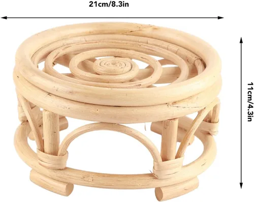 Vista 2 de Soporte para plantas de interior de ratán, 4 soportes de ratán de mimbre para patio (15.0 x 5.9 x 8.3 in)