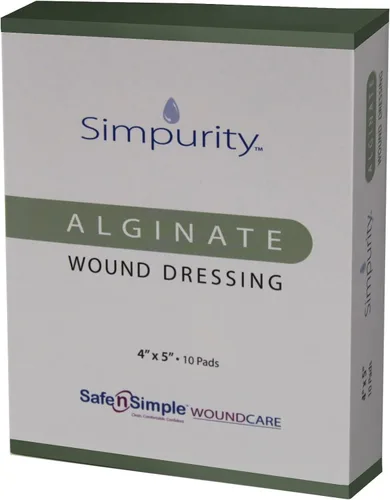 Vista 9 de Apósito de alginato de calcio para heridas de 2 x 2 pulgadas, Simpureza, almohadillas gruesas individuales, apósito de alginato antimicrobiano