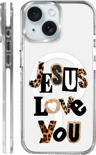 Vista 54 de Funda para iPhone 13/14 [compatible con Magsafe], funda magnética transparente de silicona a prueba de golpes con patrón de versículos de la Biblia