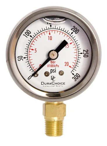 Vista 8 de Manómetro lleno de aceite de 1-1/2" - Caja de acero inoxidable, latón, 1/8" NPT, conexión de montaje inferior, 0-1,000PSI