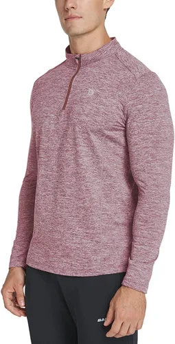 Vista 5 de BALEAF Camisas de correr con cremallera de 14 para hombre, de manga larga, con bolsillo trasero