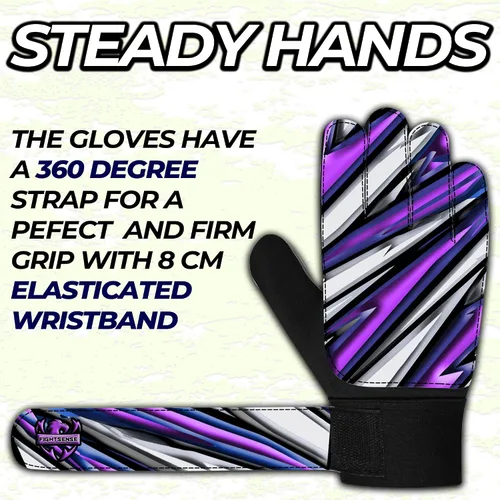 Vista 3 de FIGHTSENSE Guantes de portero de fútbol para niños y jóvenes, guantes de portero de fútbol, palma de látex de 4 mm, transpirable, antideslizante