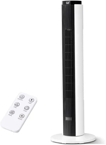 Vista 8 de Antarctic Star Ventilador de torre portátil sin aspas de 37 pulgadas oscilante de 80°, enfriamiento silencioso con control remoto de temporizador