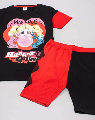 Vista 5 de DC Comics Harley Quinn Pyjamas Womens Mad Love T-shirt & Cycling Short Set