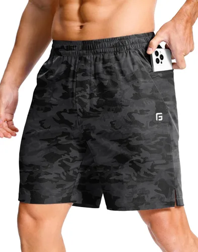 Vista 48 de GGJ Pantalones cortos deportivos ligeros para hombre con 2 bolsillos con cremallera de 7/5/9 pulgadas, pantalones cortos de tenis de secado rápido