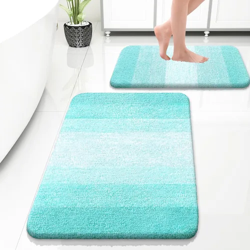 Vista 99 de OLANLY - Juego de tapetes para baño de 2 piezas, de microfibra, suaves y absorbentes, antideslizantes, lavables a máquina y para secadora, felpudos
