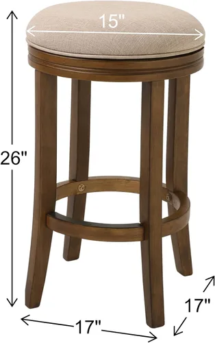 Vista 3 de New Ridge Home Goods Victoria - Taburete giratorio de madera con respaldo de 26 pulgadas y asiento tapizado, madreselva