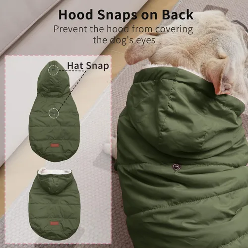 Vista 2 de vecomfy - Sudadera con capucha para perro, forro polar y algodón, extra cálida, para invierno, chaqueta para perro pequeño, abrigos con capucha