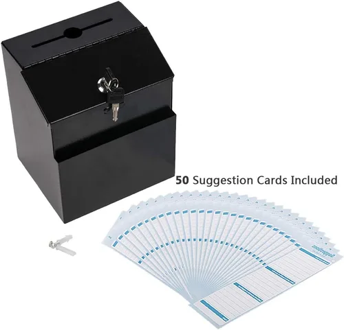 Vista 9 de KYODOLED Buzón de montaje en pared, buzón de correo de gran capacidad, caja de sugerencias de metal con cerradura, caja de papeletas con 50 tarjetas