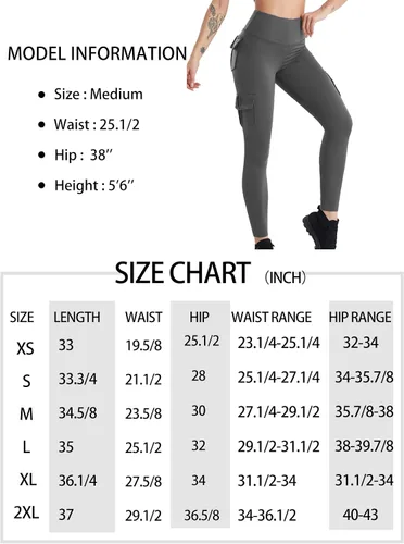 Vista 6 de COMFY ONE Leggings cargo con bolsillos para mujer, cintura alta, yoga, entrenamiento, descanso, tallas XS-2XL