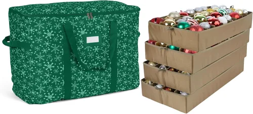 Vista 26 de Covermates Keepsakes Bolsa de almacenamiento ajustable para adornos, con asas de transporte, protección acolchada, ruedas dobles, almacenamiento