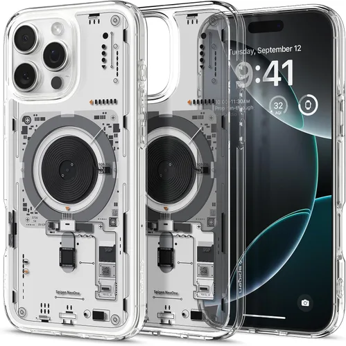 Vista 20 de Spigen Ultra Hybrid MagFit Impresión Digital Directa - Funda para iPhone 16 Pro [Diseño Personalizado][Compatible con Magsafe] - Analógica DDP
