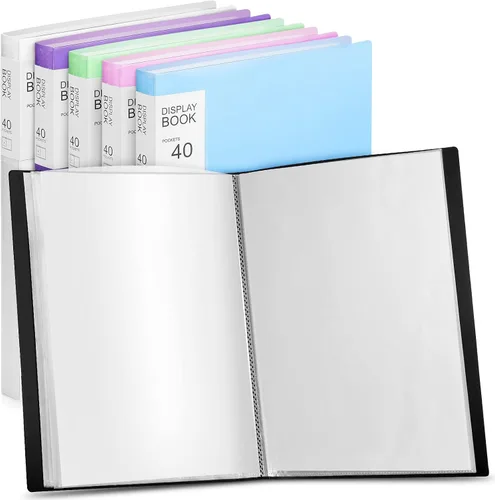Vista 16 de Marspark - Carpeta de 4 piezas con fundas de plástico grande de 8.5" x 11", libro de presentación de 40 bolsillos con 80 páginas, carpeta
