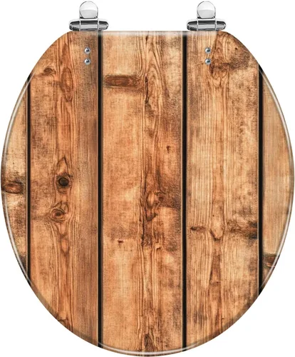 Vista 11 de Asiento de inodoro alargado con tabla de cedro, hermoso asiento de inodoro de resina de grano de madera, cierre silencioso y lento con bisagras
