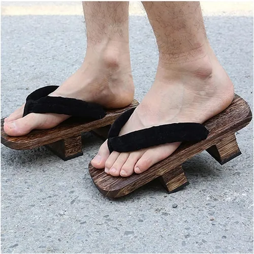 Vista 3 de TUCY Sandalias de madera para hombre sandalias japonesas de transición sandalias de zuecos para uso en interiores y exteriores tacón de 22in