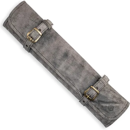 Vista 8 de Bolsa de rollo de cuchillos Cuero Genuino - Bolsa de cuchillos de chef 7 ranuras - Estuche de cuero para cuchillos Sam