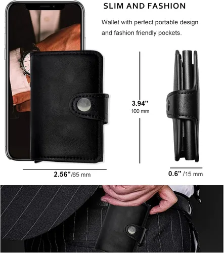 Vista 7 de carteras para hombre, Negro -, Rfid Flip Id Cartera plegable