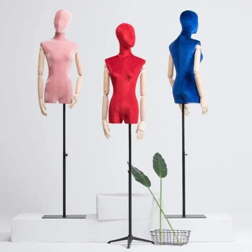 Vista 6 de Soporte de exhibición de maniquí, modista femenina, maniquíes, muestra la altura del pecho, base de trípode ajustable para disfraz, joyería