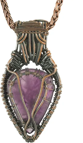 Vista 21 de Impresionante collar con colgante de árbol de la vida de cobre con piedras preciosas hechas a mano y cadena de 20 pulgadas, perfecto