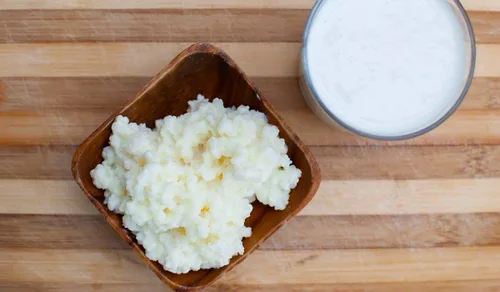 Vista 4 de Kéfir, granos de kéfir de leche, granos iniciadores de kéfir de leche, bebida probiótica fermentada DIY, funciona con leche entera, leche
