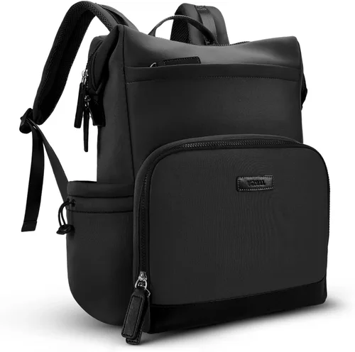 Vista 9 de VONAL Mochila de pañales, bolsas de pañales para bebés ligeras, bolsa de pañales grande para viajes con cambiador, mochila de pañales negra