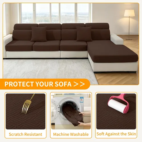 Vista 6 de XINEAGE Funda de diván para sofá en forma de L, fundas de sofá modular para mascotas, funda de asiento de sofá antideslizante lavable, fundas