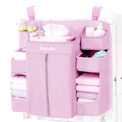Vista 9 de Sweeby Organizador de pañales para cambiador y cuna, apilador de pañales para guardería, organizador colgante para artículos esenciales del bebé