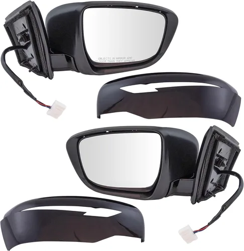 Vista 65 de TRQ Conjunto de 2 piezas de espejo lateral para conductor y pasajero, ajuste eléctrico, sin calefacción, sin memoria, color negro, compatible