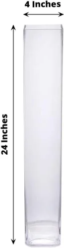Vista 3 de Efavormart - Paquete de 6 jarrones cilíndricos cuadrados de vidrio resistente de 24 pulgadas, jarrón de cristal transparente