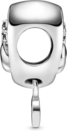 Vista 3 de PANDORA Estampado de pata brillante y dije de corazón, Metal, Circonita Cúbica