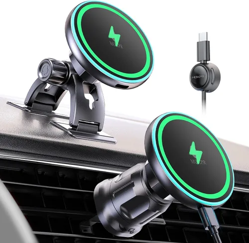 Vista 8 de para iPhone Cargador de Montaje de Coche Magsafe, Cargador de Coche Inalámbrico Soporte Magnético para Teléfono de Coche para Tablero Rejilla