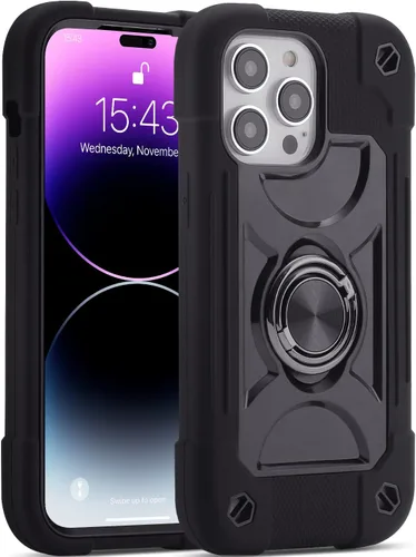 Vista 10 de MARKILL Funda compatible con iPhone 14 Pro Max de 6.7 pulgadas con soporte de anillo, silicona suave y plástico duro, funda de teléfono resistente