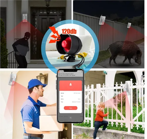 Vista 7 de Alarma WiFi Sistema de seguridad para el hogar, sistema de alarma de 120 dB con sensor de movimiento y control remoto, sistema de seguridad