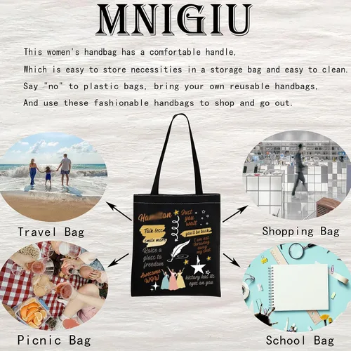 Vista 6 de MNIGIU Mercancía Musical Teatro Regalo Musical Tote Bag Musical Fan Gift
