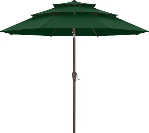 Vista 40 de ABCCANOPY Sombrilla solar de patio de 3 niveles de 11 pies, 32 luces LED Beige